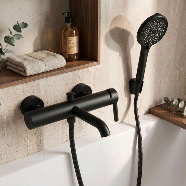 Baterie pentru cadă REA Ontario Side Black