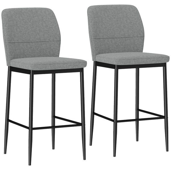 HOMCOM Set de 2 Scaune de Bar cu Spătar, 41x52x97 cm, Gri | Aosom Romania