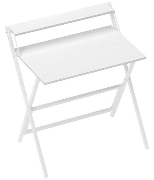 HOMCOM Birou Pliabil cu Poliță pentru Monitor, 81.5x62x86.5 cm Alb | Aosom Romania