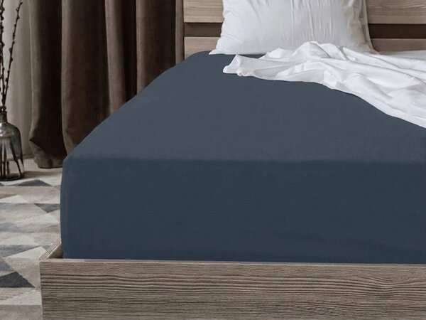 Cearsaf din bumbac cu elastic STANDARD 90 x 200 cm albastru-cenusiu