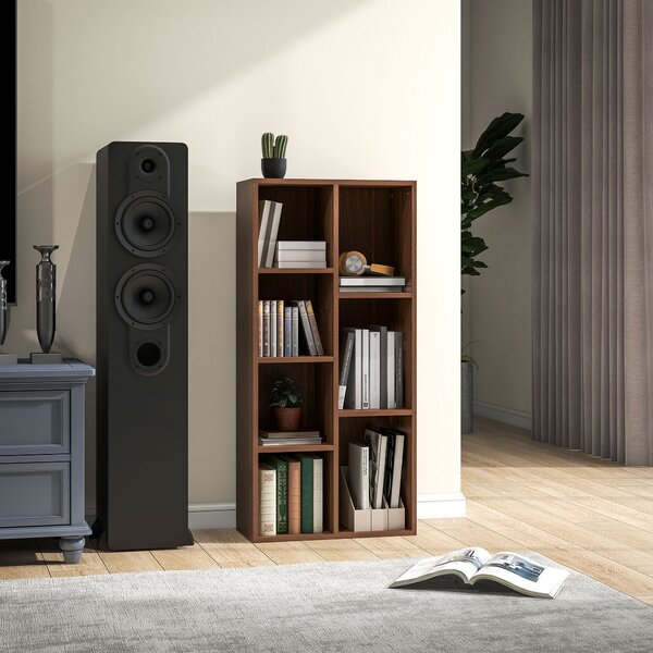 HOMCOM Bibliotecă cu 7 Suporturi Diferite, 50x24x106 cm, Maro Rustic | Aosom Romania