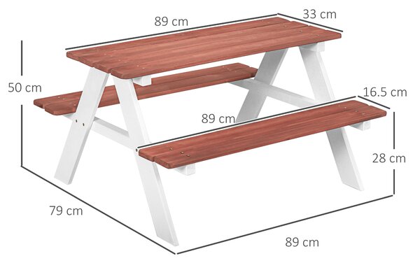 Outsunny Set Masă de Picnic pentru Copii, Masă și Băncuțe din Lemn, Mobilier de Grădină pentru Copii, Jocuri de Exterior, Vârsta 3-8 Ani, Maro | Aosom Romania