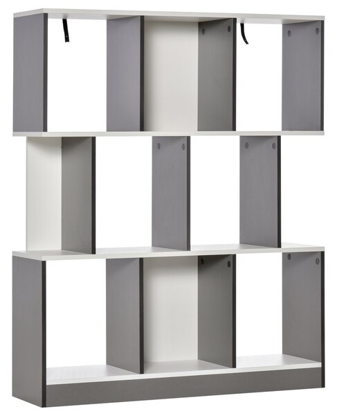 HOMCOM Bibliotecă Mobilă cu 8 Rafturi pentru Sufragerie și Dormitor, 100x24x124 cm, Gri Închis | Aosom Romania