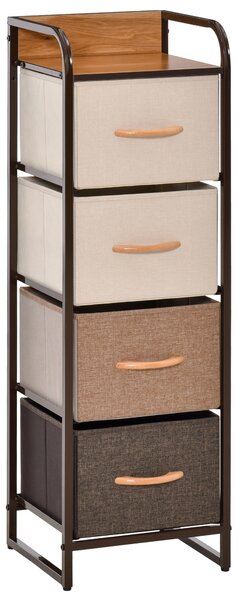 HOMCOM Comodă pentru Dormitor cu 4 Sertare Pliabile, Blat Superior din Lemn și Cadru Metalic 31x29x99 cm Multicolor | Aosom Romania