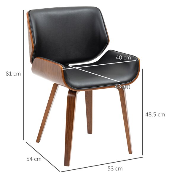 HOMCOM Set de 2 Scaune de Sufragerie Stil Vintage Îmbunătățite în Lemn și Piele Sintetică PU, Negru și Lemn | Aosom Romania