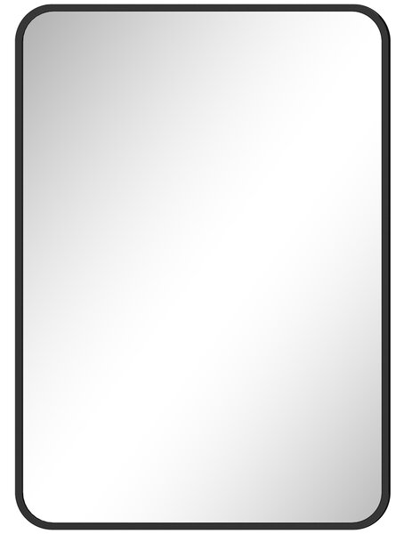HOMCOM Oglindă de baie cu ramă metalică și agățătoare, 50x2.5x70 cm, negru | Aosom Romania