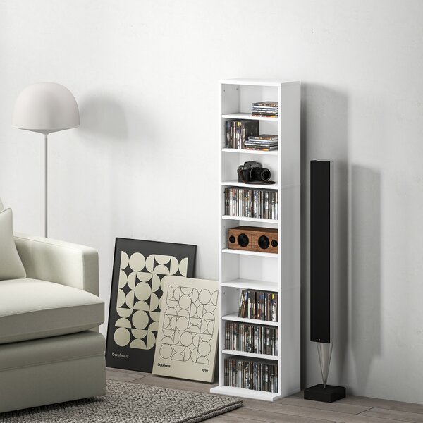 HOMCOM Unitate de Stocare pentru 260 de CD-uri/120 de DVD-uri - Alb | Aosom Romania