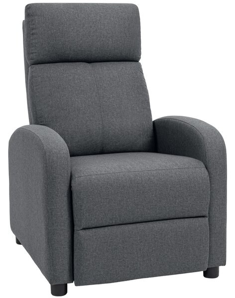 HOMCOM Fotoliu Relax și Reclinabil la 135° cu Suport de Picioare în Material Textil, 69x87x100.5 cm, Gri | Aosom Romania