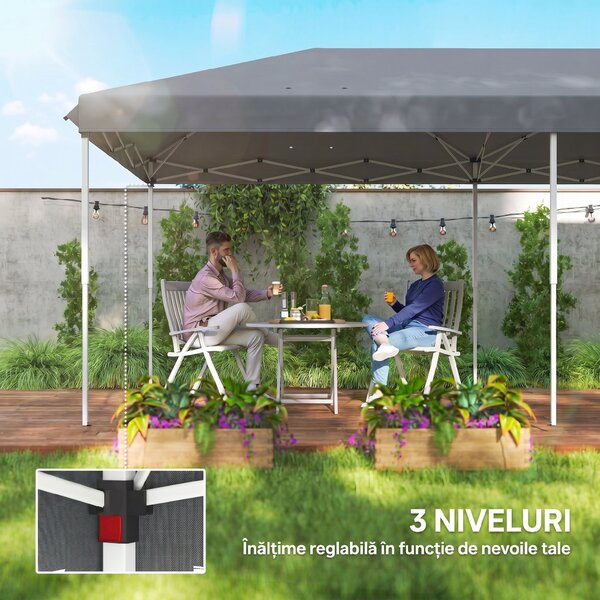 Outsunny Pergolă Pliabilă cu 6 Plase de Țânțari, Pergolă de Grădină cu Structură din Oțel, 591x295cm, Crem Alb | Aosom Romania
