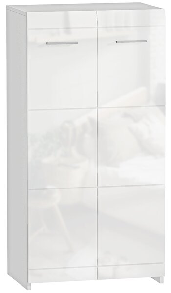HOMCOM Dulap pentru Pantofi Lucios, Mobilier Modern cu Rafturi Reglabile pentru Hol, Coridor, Capacitate 10 Perechi, Alb | Aosom Romania