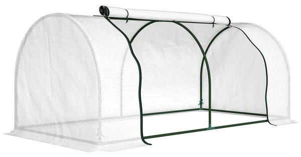 Outsunny Seră de Grădină cu Ferestre Rulabile, Husă Plastic Anti-UV, 200 x 100 x 80 cm, Alb | Aosom Romania