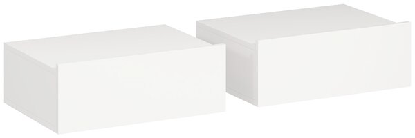 HOMCOM Set de 2 Noptiere Suspendate pentru Dormitor cu Sertar, 40x30x15 cm, Alb | Aosom Romania