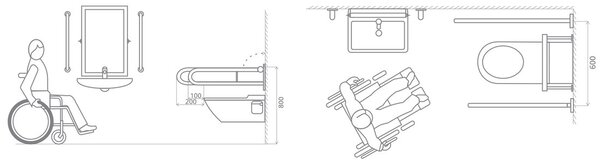 Sapho Sapho, șină de susținere în formă de U pentru persoane cu handicap, 600 mm, albă, XH538W