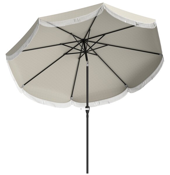 Outsunny Umbrelă de Grădină Inclinabilă 2.7x2.7 m cu Manivelă, Umbrelă Rotundă de Exterior cu 8 Spițe, din Metal și Poliester, pentru Curte sau Balcon, UV 30+, Gri Deschis | Aosom Romania