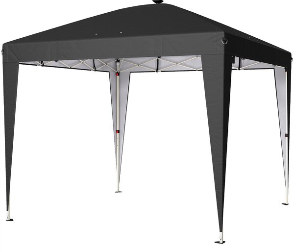 Outsunny Gazebo 3x3 m Pliabil Pop Up cu Înălțime Reglabilă, UV50+, Gazebo de Grădină cu Lumină Centrală și USB, Telecomandă, Geantă de Transport, pentru Exterior, Camping, Petreceri, Negru | Aosom Romania