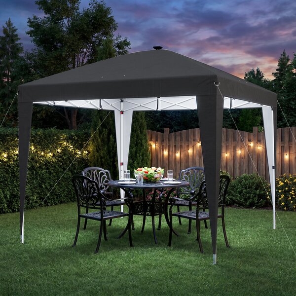 Outsunny Gazebo 3x3 m Pliabil Pop Up cu Înălțime Reglabilă, UV50+, Gazebo de Grădină cu Lumină Centrală și USB, Telecomandă, Geantă de Transport, pentru Exterior, Camping, Petreceri, Negru | Aosom Romania