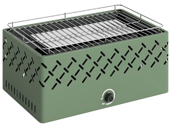 Outsunny Grătar Portabil pe Cărbune cu Ventilator Integrat pentru Exterior, Verde Deschis | Aosom Romania