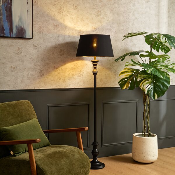 Lampă de podea cu abajur de 45 cm negru cu interior auriu - Classico