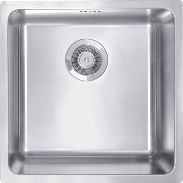 Deante Egeria, chiuvetă sub placă din oțel inoxidabil cu 1 cameră B/O 440x440x200 3,5" + sifon care economisește spațiu, model satinat, ZPE_010B