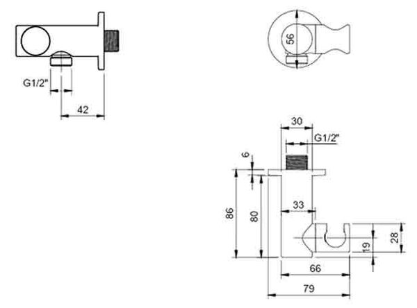 Cot racord Villeroy&Boch, Universal Showers, rotund cu suport duș, brushed nickel
