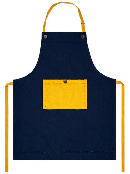 Șorț bucătărie Heda albastru închis /galben, 70 x 85 cm