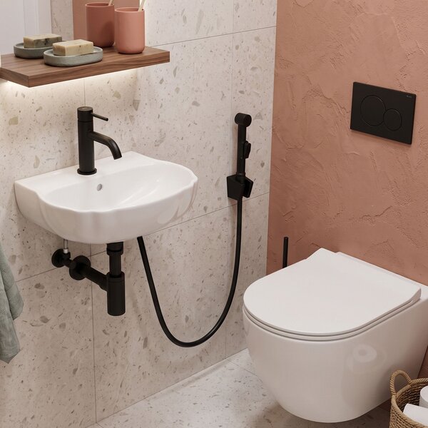 Baterie lavoar cu bidetta Rea Lungo Black