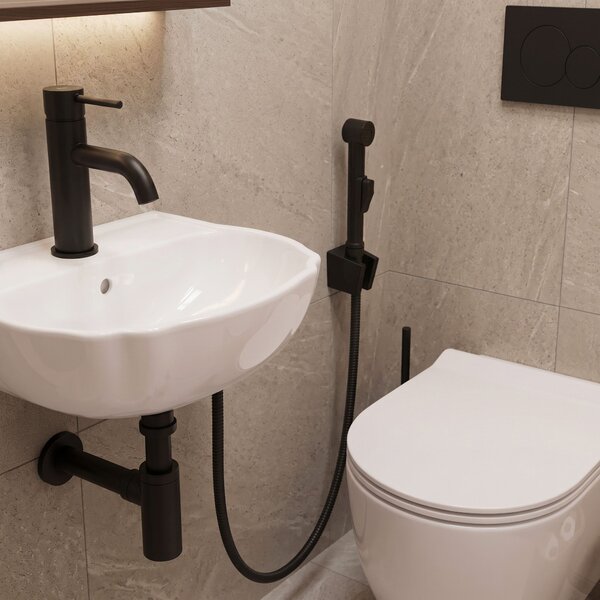 Baterie lavoar cu bidetta Rea Lungo Black