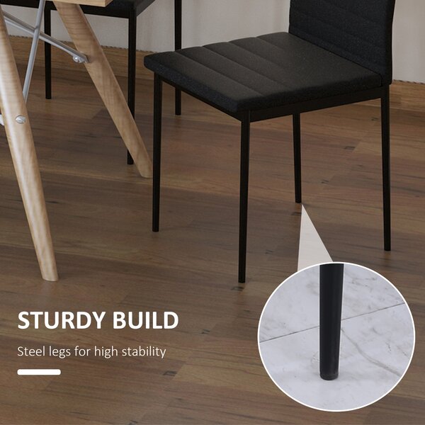 Set 4 scaune captusite pentru sufragerie, mobilier modern, scaun negru, scaun pentru bucatarie HOMCOM | Aosom RO