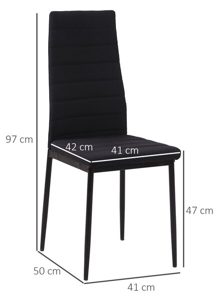 Set 4 scaune captusite pentru sufragerie, mobilier modern, scaun negru, scaun pentru bucatarie HOMCOM | Aosom RO