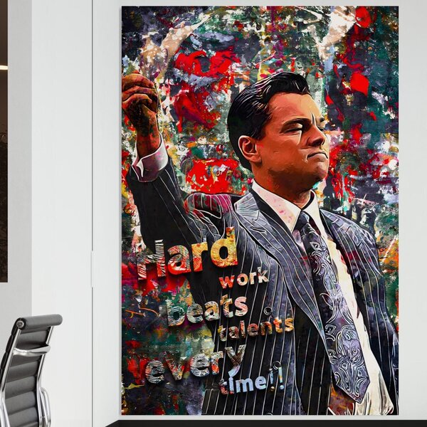 Tablou Canvas Premium LuxCanva® B1055, The Wolf of Wall Street , Decorativ, Living, Film, Bursa, Oscar, DiCaprio, Motivational, Culori Vibrante