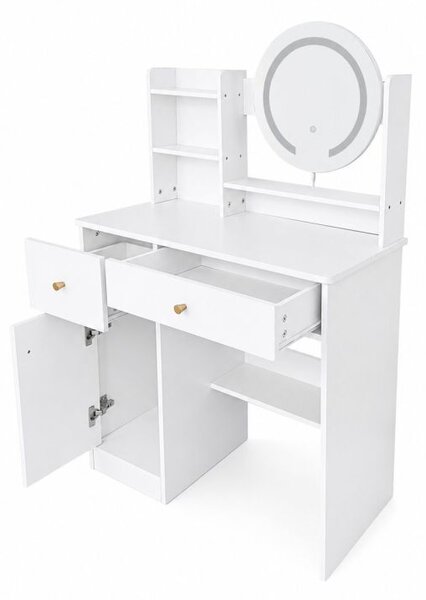 Masă de toaletă modernă cu oglindă rotundă LED