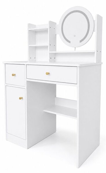 Masă de toaletă modernă cu oglindă rotundă LED