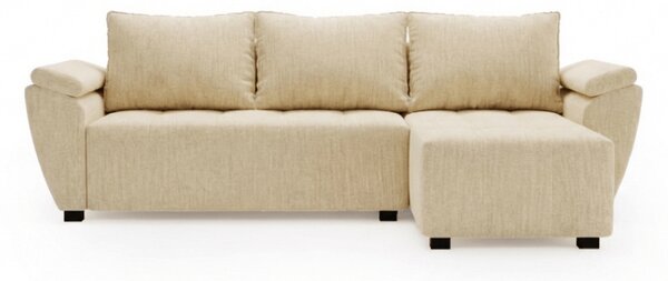 Coltar extensibil LIVARO, crem, reversibil, 251x140 cm