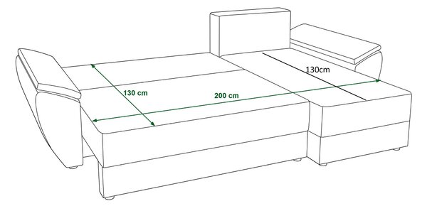 Coltar extensibil de colt LIVARO, gri inchis, reversibil, 251x140 cm