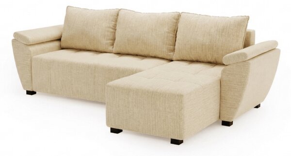 Coltar extensibil LIVARO, crem, reversibil, 251x140 cm