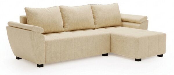 Coltar extensibil LIVARO, crem, reversibil, 251x140 cm