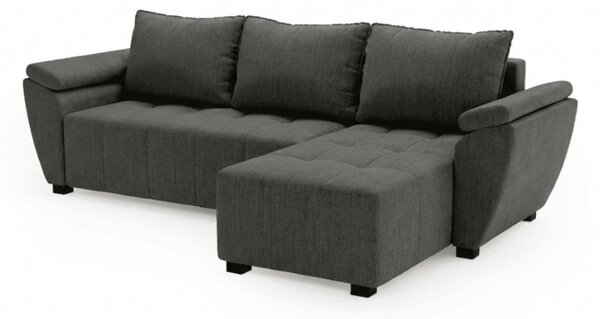 Coltar extensibil de colt LIVARO, gri inchis, reversibil, 251x140 cm