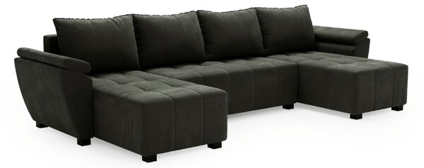 Coltar extensibil in forma de U LIVARO, gri inchis, 305x140 cm