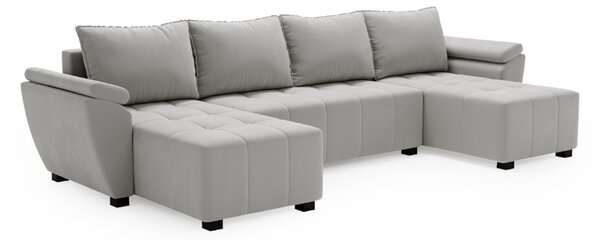 Coltar extensibil in forma de U LIVARO, gri deschis, 305x140 cm