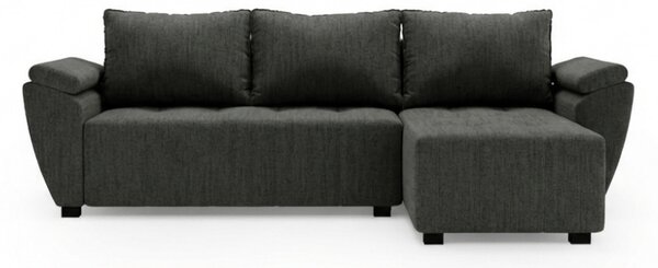 Coltar extensibil de colt LIVARO, gri inchis, reversibil, 251x140 cm