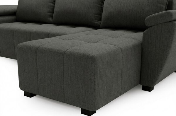 Coltar extensibil de colt LIVARO, gri inchis, reversibil, 251x140 cm