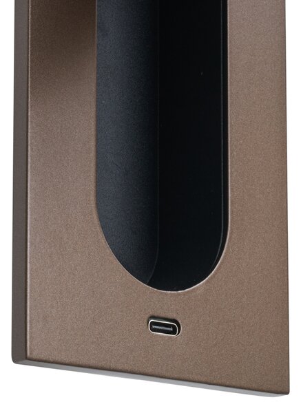 Set de 2 Aplice Moderne Bronz Închis Incl. LED și Port USB-C - Hilton