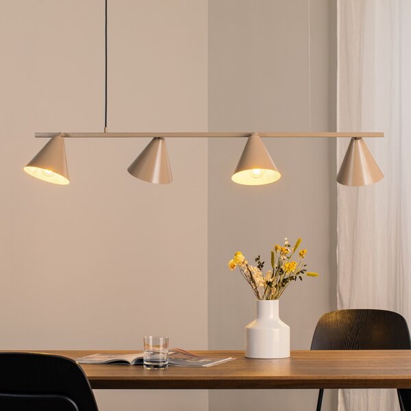 ALDEX Lampă suspendată Form 4, bej, metal, 4 becuri, formă conică, soclu E27, reglabil, Bej, Camera de zi / sufragerie, Metal, Modern
