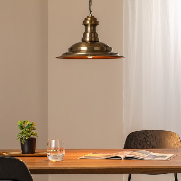 Opviq Lampă suspendată Sivani MR-637, auriu antic, metal, Ø 39 cm, reglabil, Bronz / Alamă Veche, Camera de zi / sufragerie, Metal, Vintage