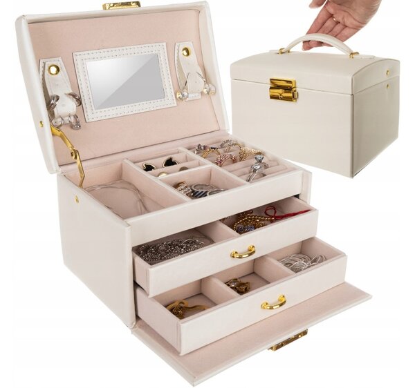 Cutie de bijuterii și organizator Beautylushh - Cu oglindă, sertare și închidere cu cheie