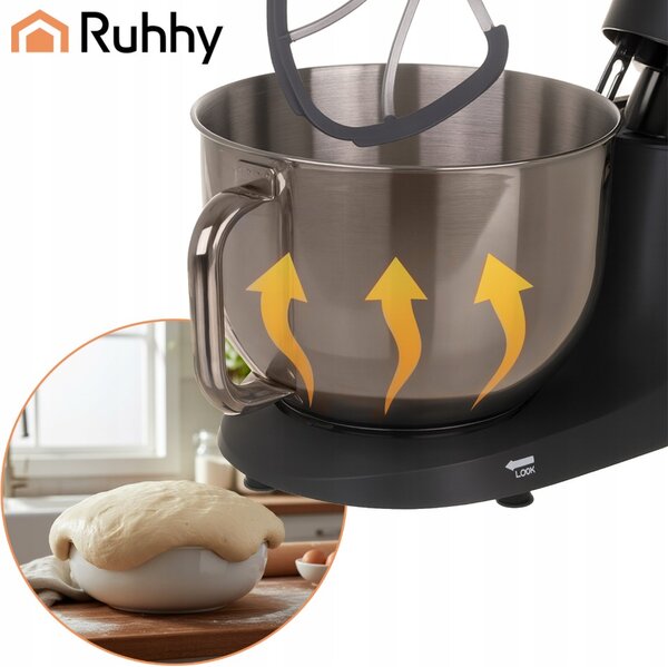 Mixer planetar Ruhhy 2000W - Cu bol încălzit 5.5L, cântar integrat și temporizator