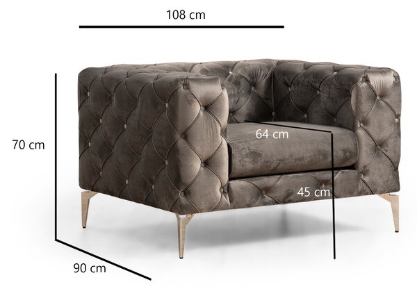 Atelier Del Sofa, Fotoliu Feray antracit 108/90/70 cm