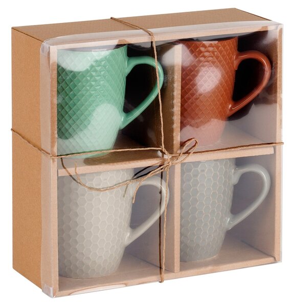 Set 4 căni ceramice Vilde - capacitate 400 ml, design multicolor, porțelan rezistent