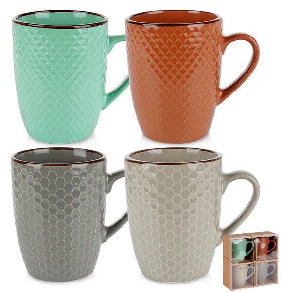 Set 4 căni ceramice Vilde - capacitate 400 ml, design multicolor, porțelan rezistent