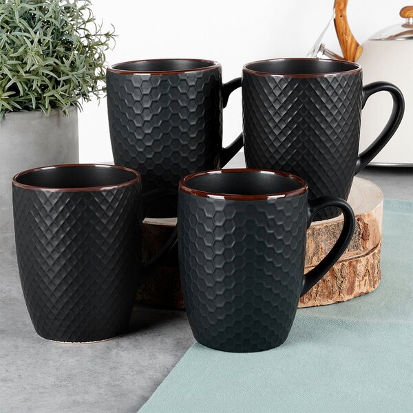 Set 4 căni ceramice Vilde - capacitate generoasă 400 ml, design modern, porțelan rezistent